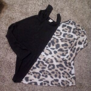 Women's Leopard Print and Black Top